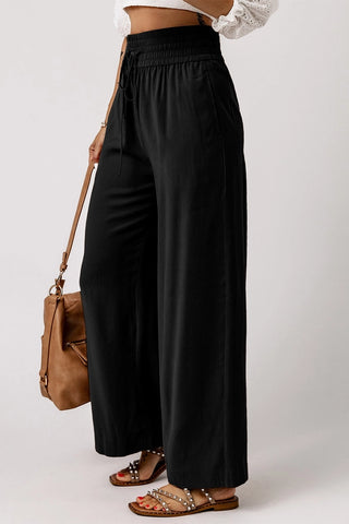 Wide Leg Pants w/ Drawstring Waist