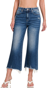Zenana Mid-Rise Straight Raw Hem Jeans